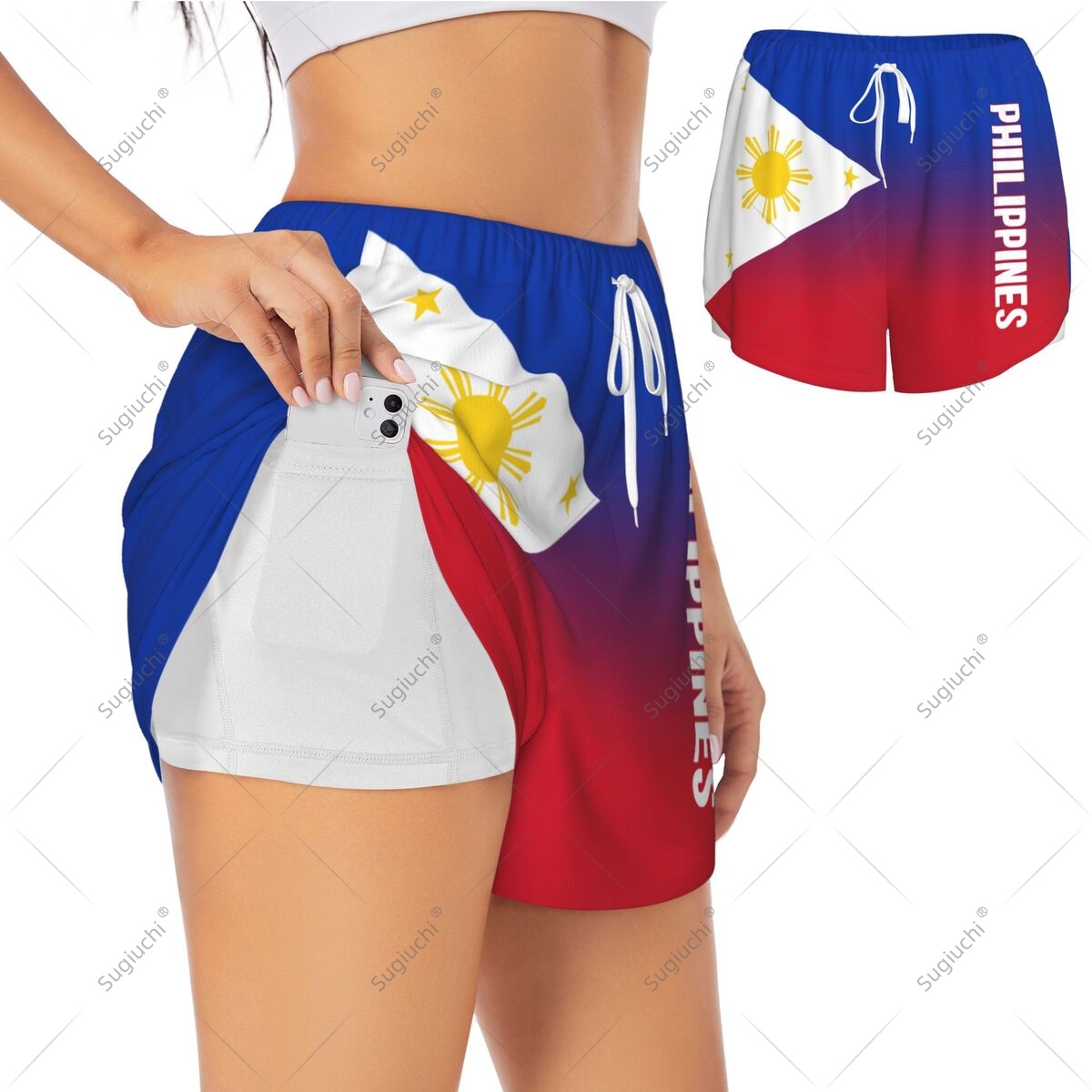 Damskie sportowe szorty z flag – Yoga Pilates Girl recenzja i cena
