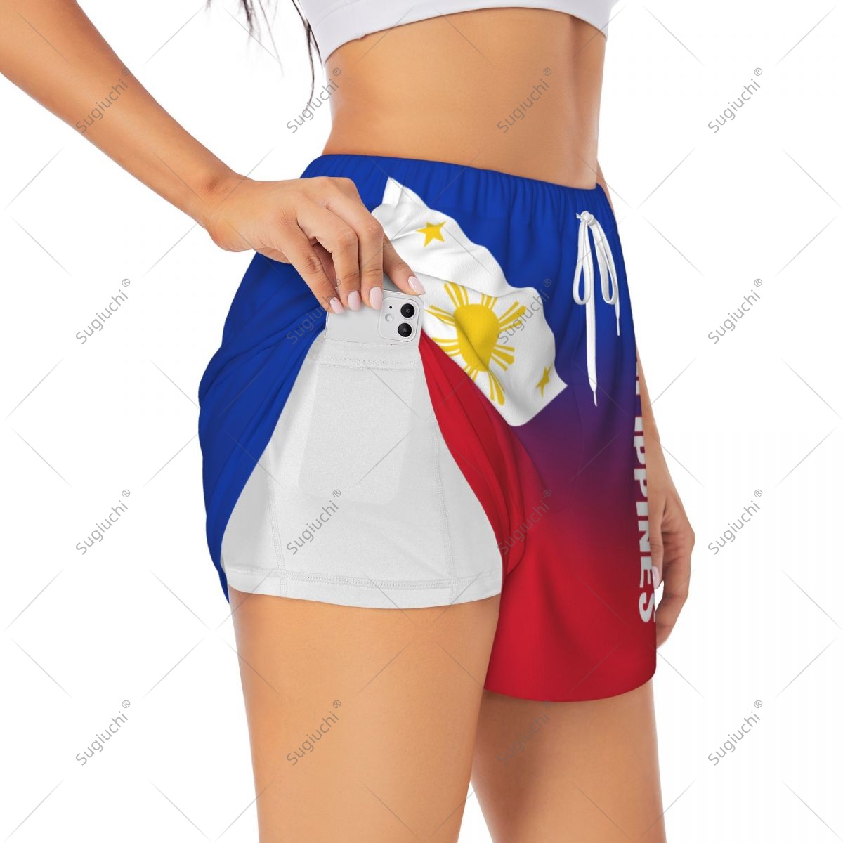 Damskie sportowe szorty z flag – Yoga Pilates Girl recenzja i cena